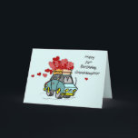 Cartão Avó: 24º Aniversário Car Carregado de Corações<br><div class="desc">Envie uma surpresa humorística para sua neta comemorando um aniversário de 24 anos com este cartão. Na frente você pode ver um monte de corações em cima de um carro verde. Isso certamente trará um grande sorriso em seu rosto assim que ela conseguir isso.</div>