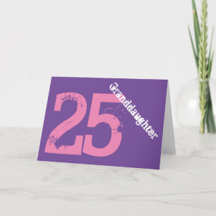 Cartão Avó, 25, aniversário, branco, rosa, roxo.