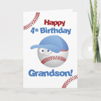Avô 4º Aniversário Engraçado Rosto de Beisebol