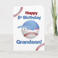 Avô 8º Aniversário Encantado Rosto de Baseball