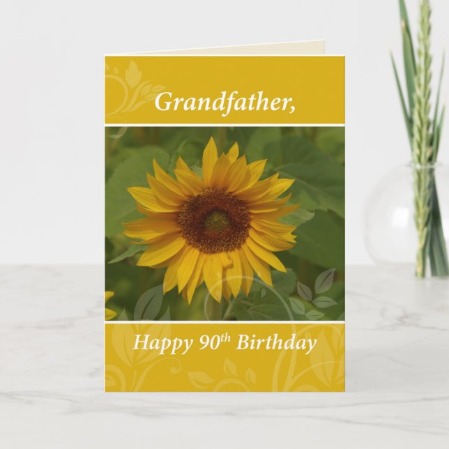 Cartão Avô 90 Birthday Sunflower (Frente)