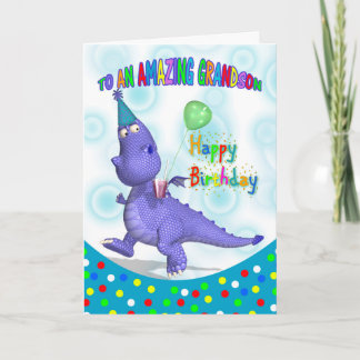 Cartão Avô Aniversário Com Dragão Roxo