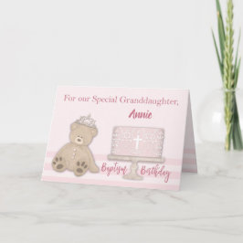 Cartão Avô Baptism Aniversário Nome Personalizado Rosa
