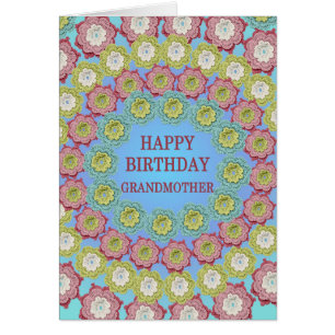 Cartão Avó Birthday Crochet Flowers