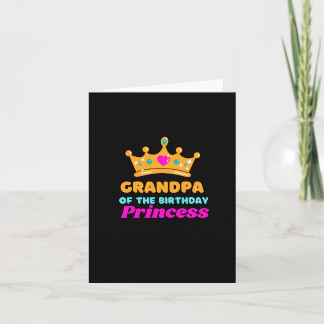 Cartão Avô da princesa de aniversário (Frente)