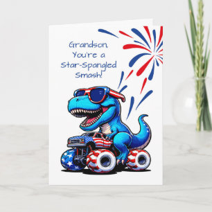 Cartão Avô de 4 de julho Monstro do Dinossauro T-Rex