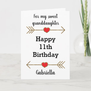 Cartão Avó de aniversário do 11 de aniversário do Red e d