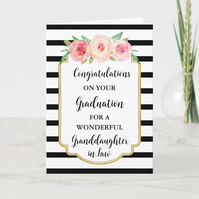 Cartão Avô de Flores Rosa na Graduação de Direito (Frente)
