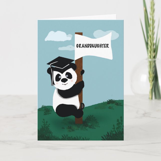 Cartão Avô de Graduação Panda Subindo Polo (Frente)