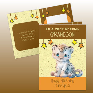Cartão Avô especial Crianças-leopardo anos-castanhos