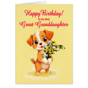 Cartão Avô excelente Aniversário Cachorro e Flores