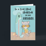 Cartão Avô Excelente de 8 anos, Birthday Beach Funny Racc<br><div class="desc">Quando você quer cumprimentar um excelente neto amoroso um feliz aniversário quando ele fizer oito anos,  então este cartão seria uma escolha excelente. Lembre-se que ele ama o verão e este verão o cartão temático é perfeito para ele.</div>