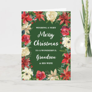 Cartão Avô Floral e sua esposa Feliz Natal