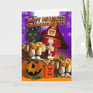 Cartão Avó Halloween bruxa gato abóbora jack o l