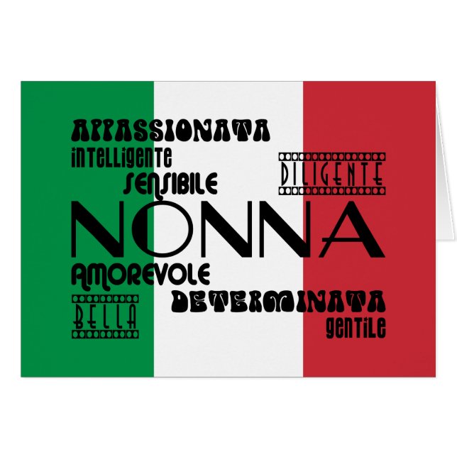 Cartão Avó italianas: Qualidades (Frente horizontal)