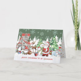 Cartão Avô Papais noeis de Natal Snowman Rudolph