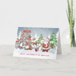 Cartão Avô Papais noeis de Natal Snowman Rudolph Card<br><div class="desc">Cartão de saudação para o neto com imagens de Natal de Papai Noel,  Snowman,  Reindeer Rudolph,  Penguin e Papais noeis de gato na floresta de neve do inverno</div>