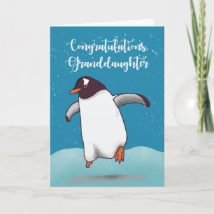 Cartão Avô Parabéns Pinguim Jumping Joy