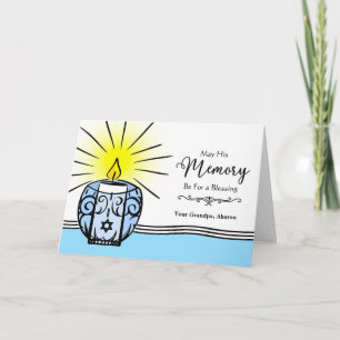 Cartão Avô Personalizado Yahrzeit Aniversário da Morte