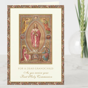 Cartão Avô Primeiro Sagrado Comunhão Jesus Angels
