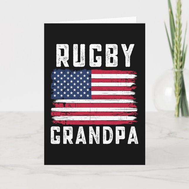 Cartão Avô Rugby Bandeira Americana 4 de Julho (Frente)