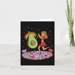 Cartão Avocado Dançando Salsa Cinco De Mayo Mexicano Avoc