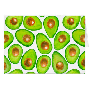 Cartão Avocado fatias aquarela