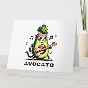Cartão Avocato - Engraçado Arte Pixel Avocado Gato Jogand