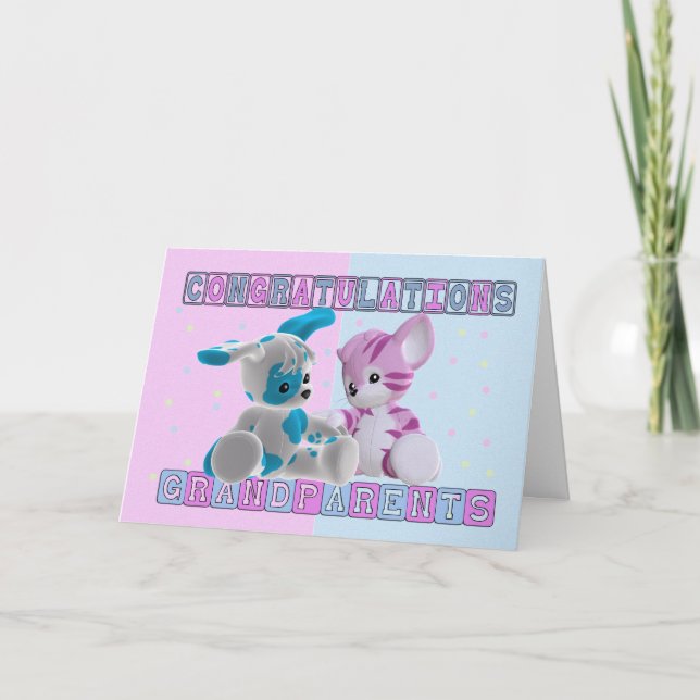 Cartão Avós aos parabéns dos gêmeos (Frente)