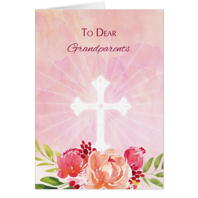 Cartão Avós Bençãos Religiosas à Páscoa Aquarela (Frente)