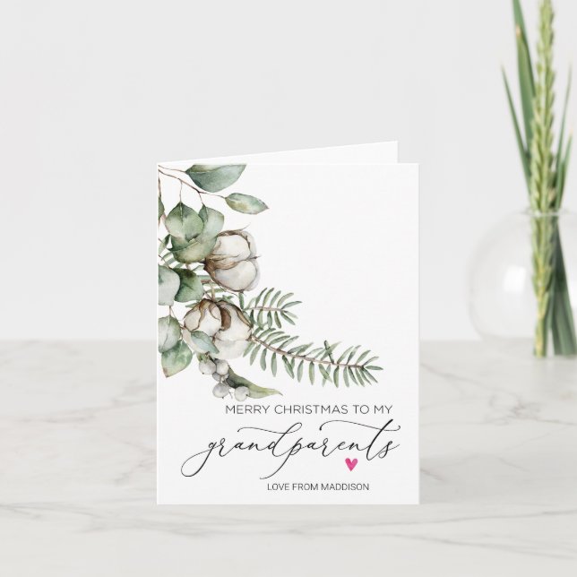 Cartão Avós de Feliz Natal da neta (Frente)