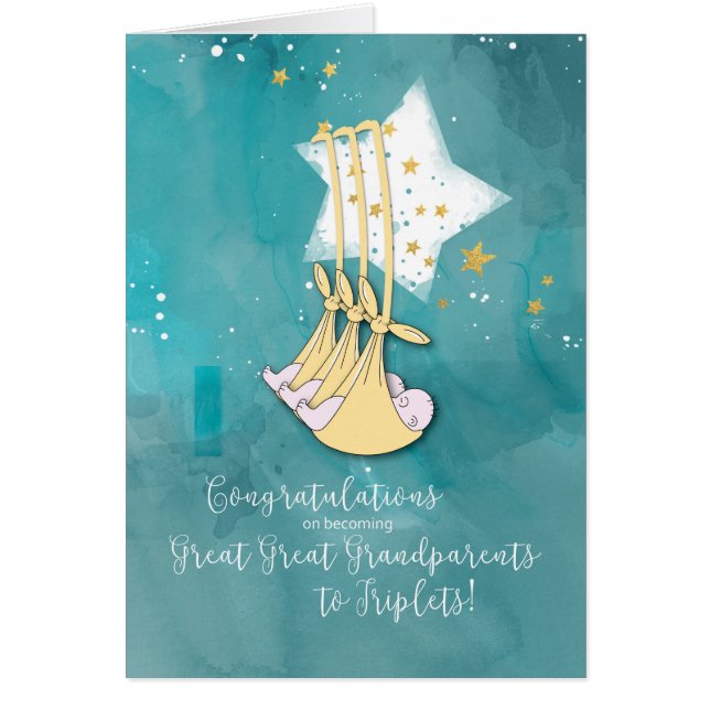 Cartão Avós do Excelente excelente para Triplets, Parabén (Frente)