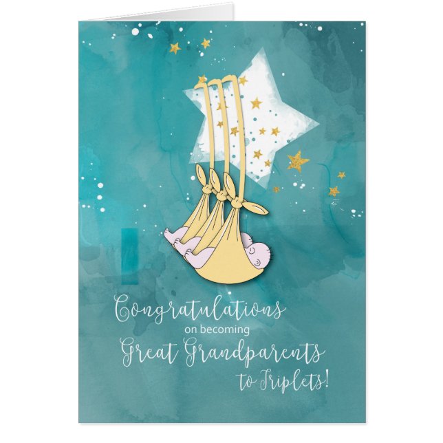 Cartão Avós excelentes para Triplets, Parabéns (Frente)