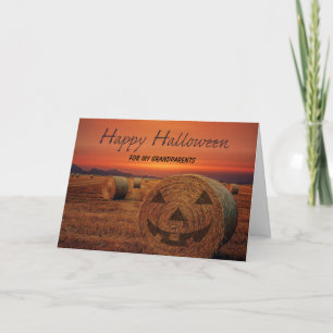 Cartão Avós Halloween Bale de Hay Jack o Lanterna