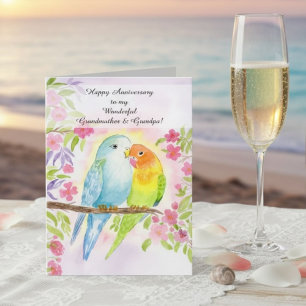 Cartão Avós Pombinhos Feliz Aniversário de Casamento 