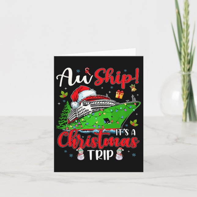 Cartão Aw Ship É A Christmas Trip Cute Cruise Family F (Frente)