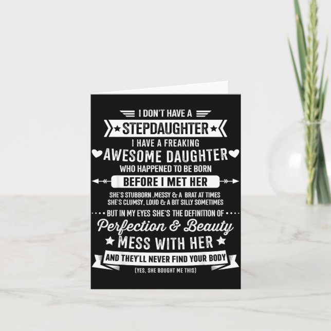 Cartão Awesome Stepdaughter For Step Bonus Dad Fathers Da (Frente)