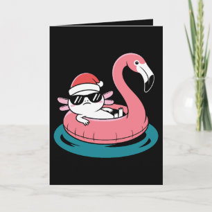 Cartão Axolote de Natal Chapéu do Papai Noel Flamingo Boi
