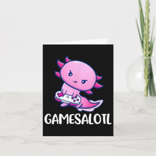 Cartão Axolote Fofo Jogando Vídeo Game