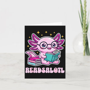Cartão Axolote Readsolotl adorável axolote livro engraçad