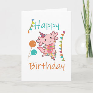 Cartão Axolotl Deseja Feliz Aniversário Para Você Axolo