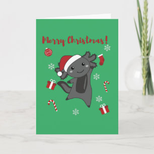 Cartão Axolotl Felry Natal Animais de inverno Axolots