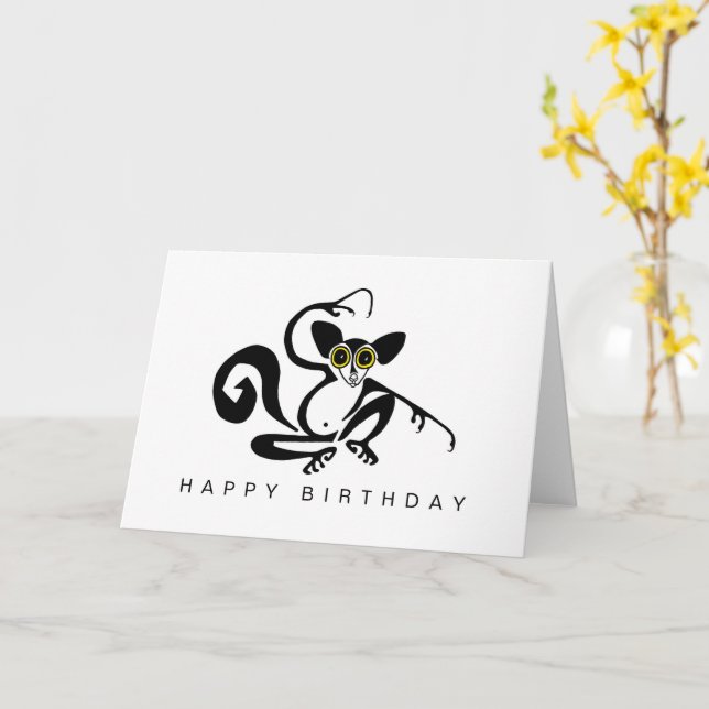 Cartão AYE-AYE desenhado à mão - Animais selvagens - Natu (Flor Amarela)