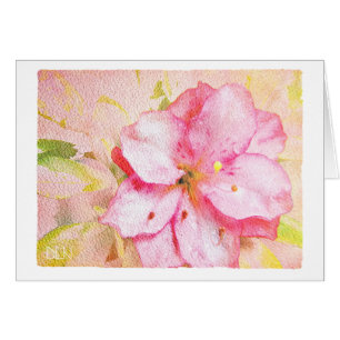 Cartão Azalea rosa/Arte Floral/Aquarela