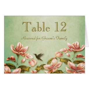 Cartão Azaleas cor-de-rosa Vintage em verde Mist Table Nu