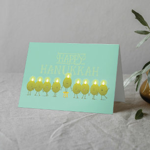 Cartão Azeitonas da Menorá de Hanukkah, Grupo Dobrado Ver