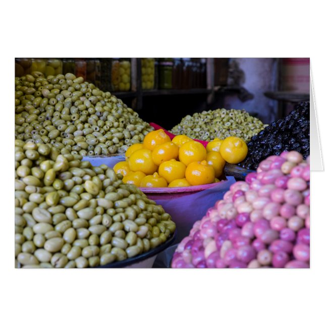 Cartão Azeitonas e Limão no Mercado (Frente Horizontal)