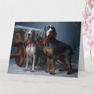 Cartão Azetick Coonhound Snowy Sleigh Decência de Natal