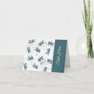 Cartão Azul-aço pintado à mão Pintado Floral personali