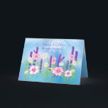 Cartão Azul Azul De Jardim De Flor Suave De Aniversário<br><div class="desc">Um lindo jardim de flores contra o céu azul em muitas categorias para aquela senhora especial que adora flores.</div>